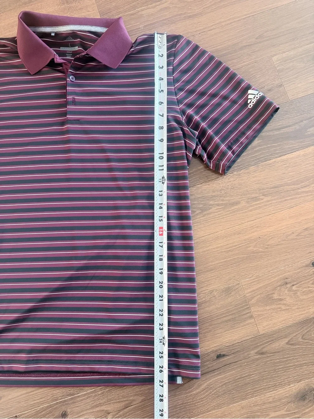 adidas Men’s Burgundy Polo with Purple and Black Stripes